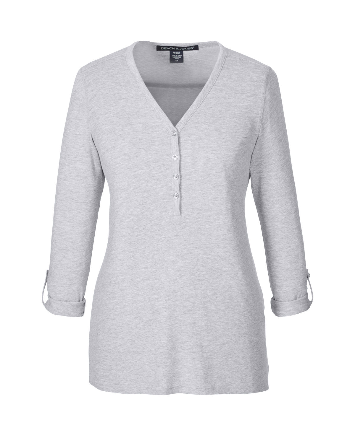 Devon & Jones Ladies' Perfect Fit™ Y-Placket Convertible Sleeve Knit Top Devon & Jones