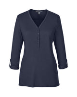 Devon & Jones Ladies' Perfect Fit™ Y-Placket Convertible Sleeve Knit Top Devon & Jones