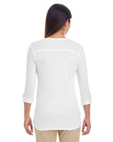 Devon & Jones Ladies' Perfect Fit™ Y-Placket Convertible Sleeve Knit Top Devon & Jones