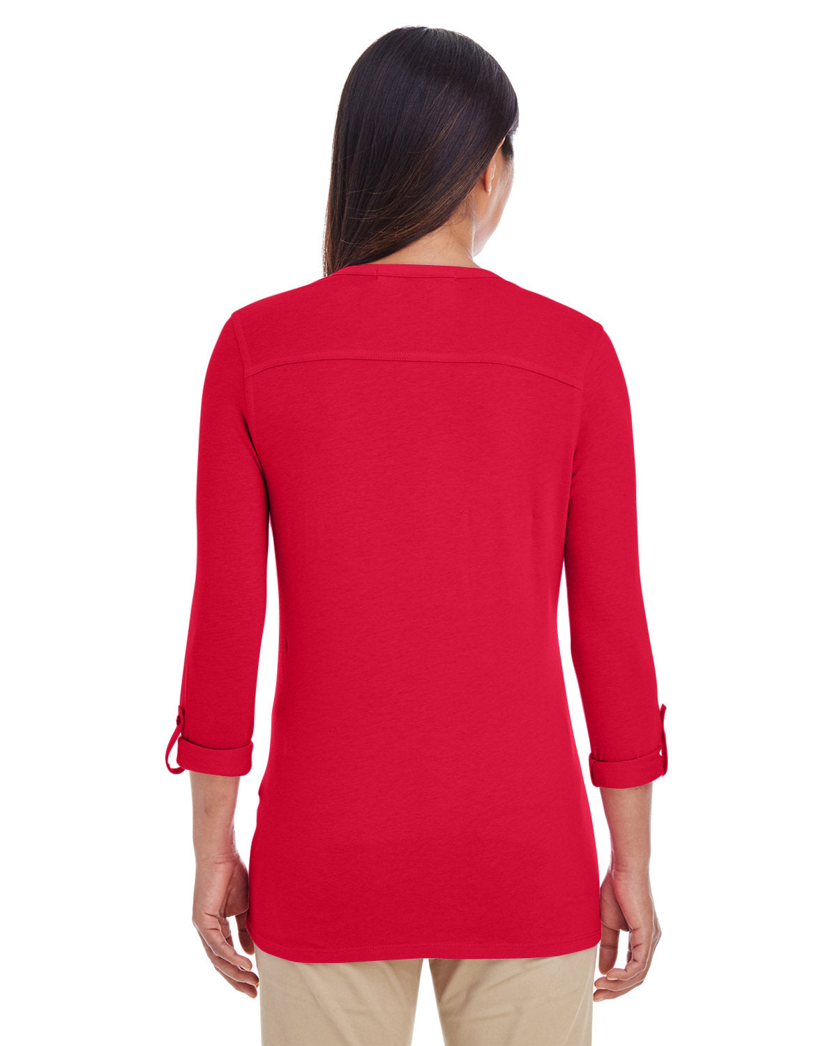 Devon & Jones Ladies' Perfect Fit™ Y-Placket Convertible Sleeve Knit Top Devon & Jones