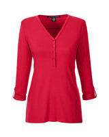 Devon & Jones Ladies' Perfect Fit™ Y-Placket Convertible Sleeve Knit Top Devon & Jones