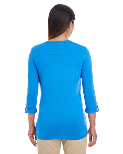 Devon & Jones Ladies' Perfect Fit™ Y-Placket Convertible Sleeve Knit Top