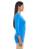 Devon & Jones Ladies' Perfect Fit™ Y-Placket Convertible Sleeve Knit Top Devon & Jones
