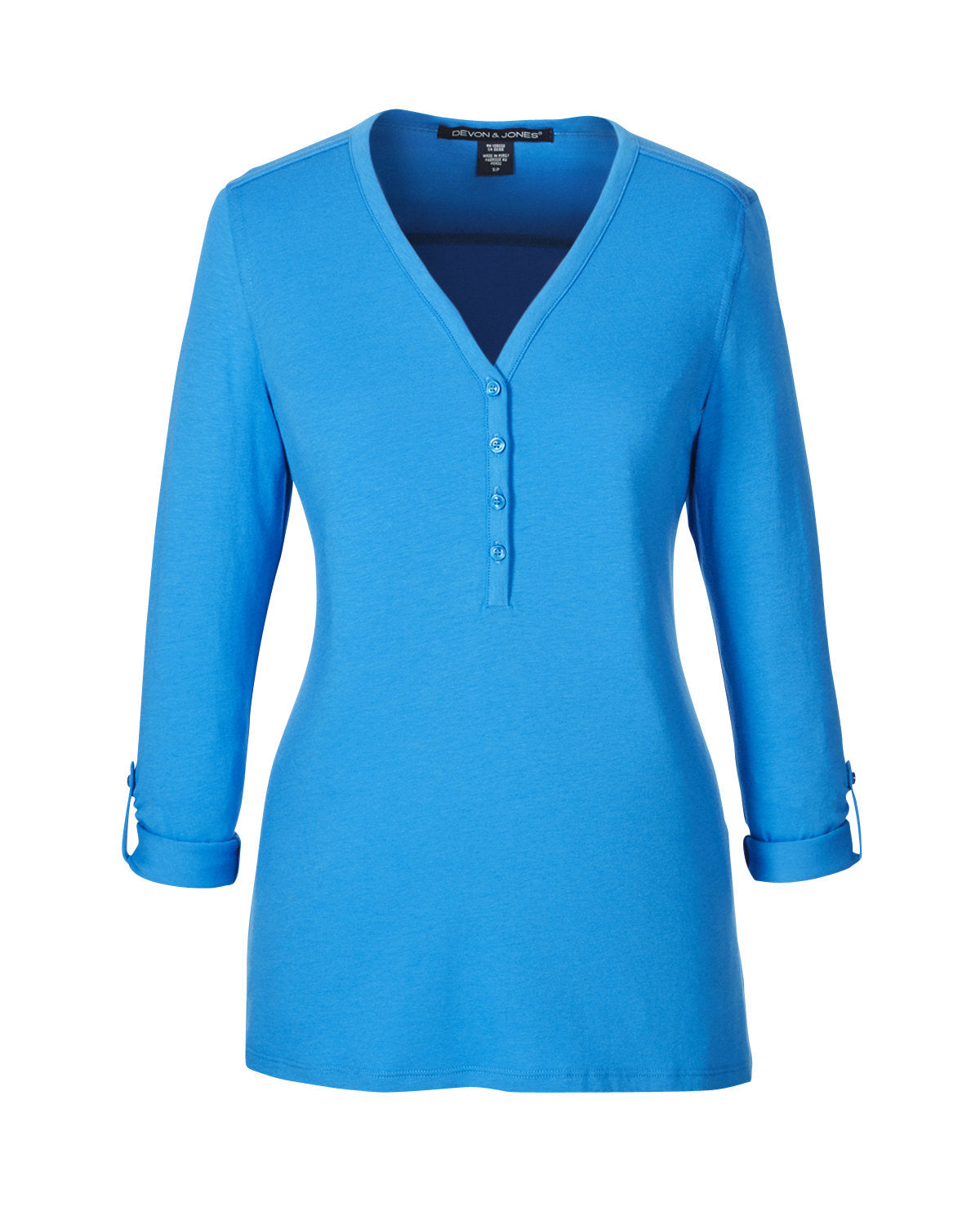 Devon & Jones Ladies' Perfect Fit™ Y-Placket Convertible Sleeve Knit Top Devon & Jones