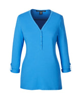 Devon & Jones Ladies' Perfect Fit™ Y-Placket Convertible Sleeve Knit Top Devon & Jones