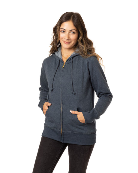 econscious Ladies' Heathered Full-Zip Hooded Sweatshirt econscious