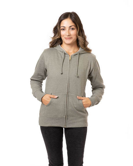 econscious Ladies' Heathered Full-Zip Hooded Sweatshirt econscious