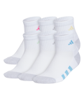 adidas Girls' Athletic Cushioned 6-Pack Quarter Socks-1