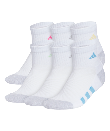 adidas Girls' Athletic Cushioned 6-Pack Quarter Socks-1
