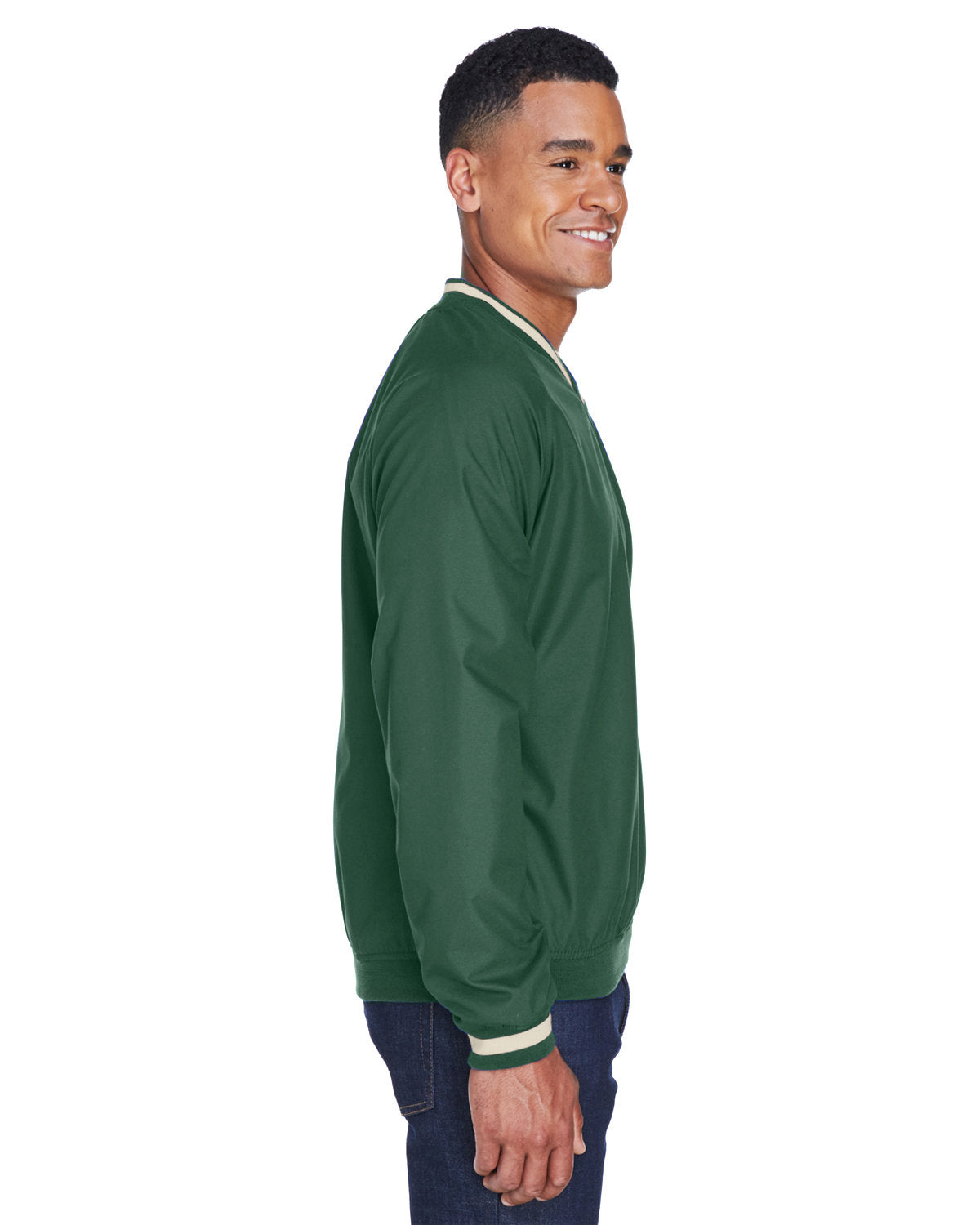 UltraClub Adult Long-Sleeve Microfiber Crossover V-Neck Wind Shirt