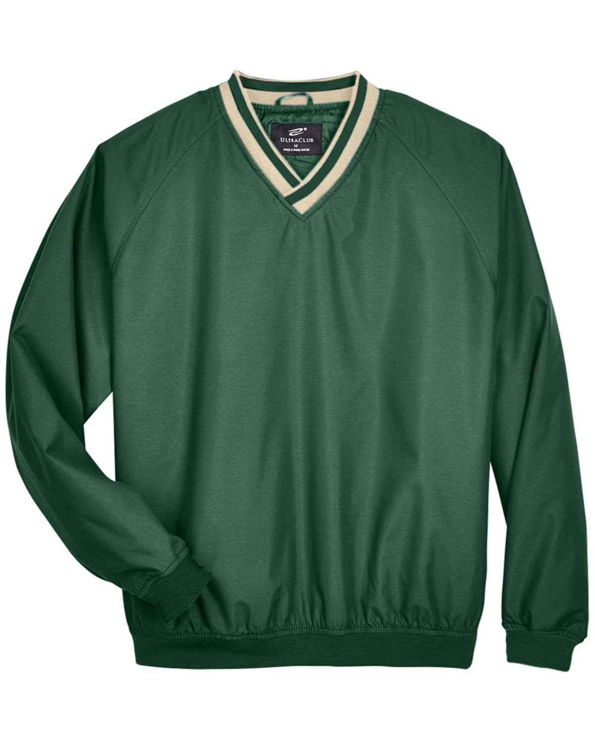 UltraClub Adult Long-Sleeve Microfiber Crossover V-Neck Wind Shirt