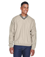 UltraClub Adult Long-Sleeve Microfiber Crossover V-Neck Wind Shirt