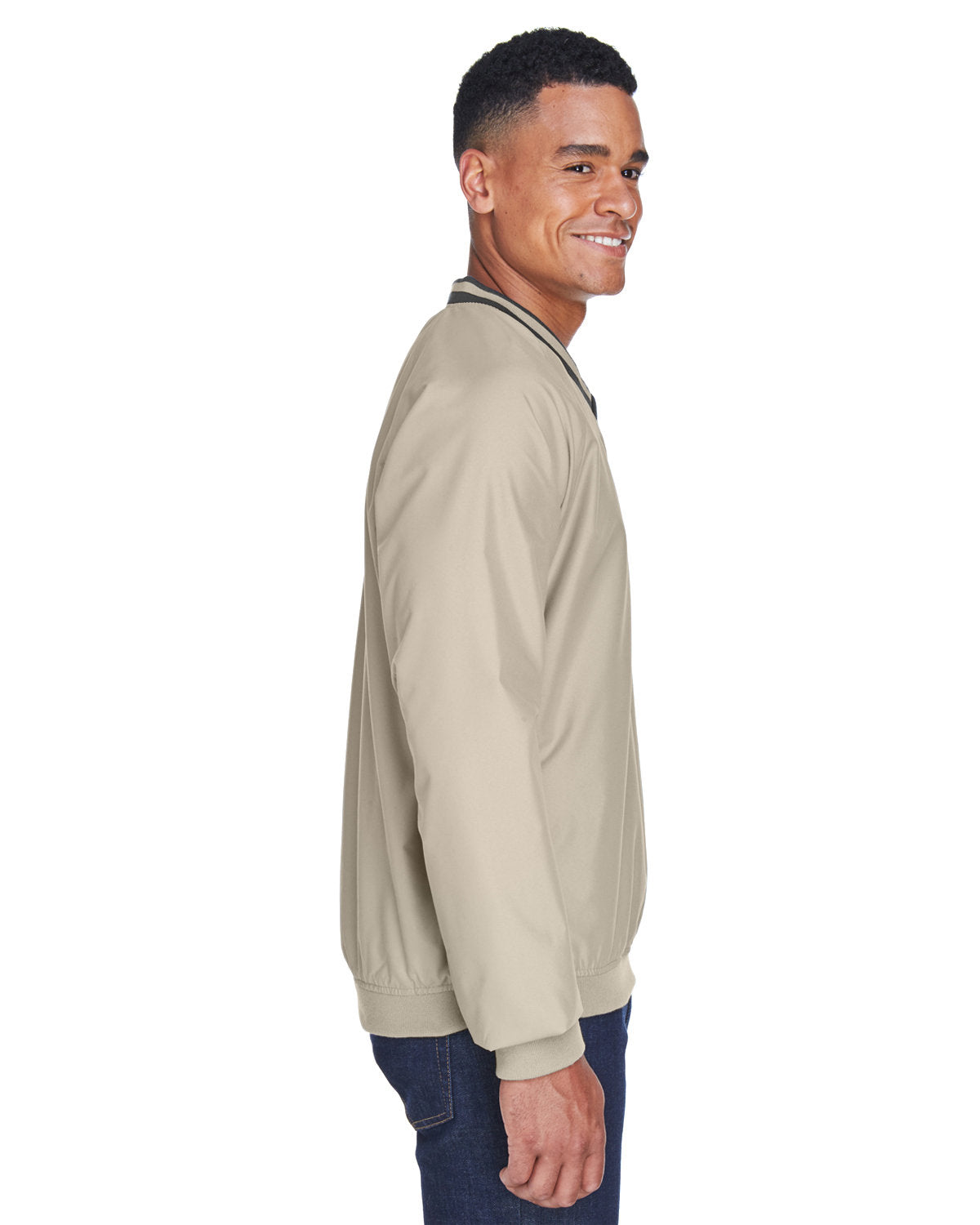 UltraClub Adult Long-Sleeve Microfiber Crossover V-Neck Wind Shirt