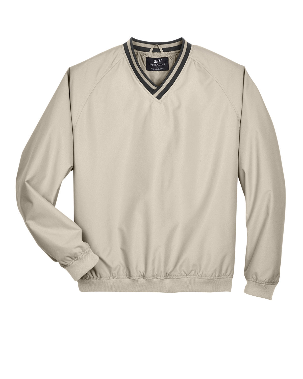 UltraClub Adult Long-Sleeve Microfiber Crossover V-Neck Wind Shirt