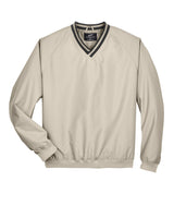 UltraClub Adult Long-Sleeve Microfiber Crossover V-Neck Wind Shirt