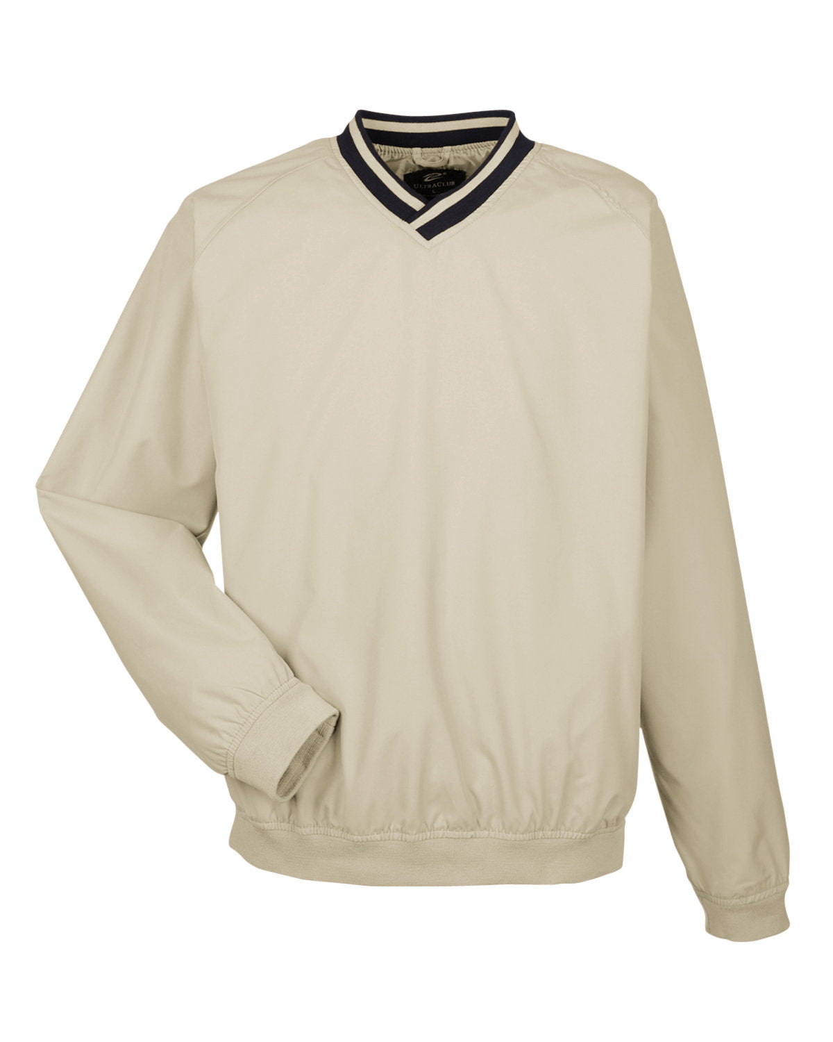 UltraClub Adult Long-Sleeve Microfiber Crossover V-Neck Wind Shirt