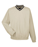 UltraClub Adult Long-Sleeve Microfiber Crossover V-Neck Wind Shirt