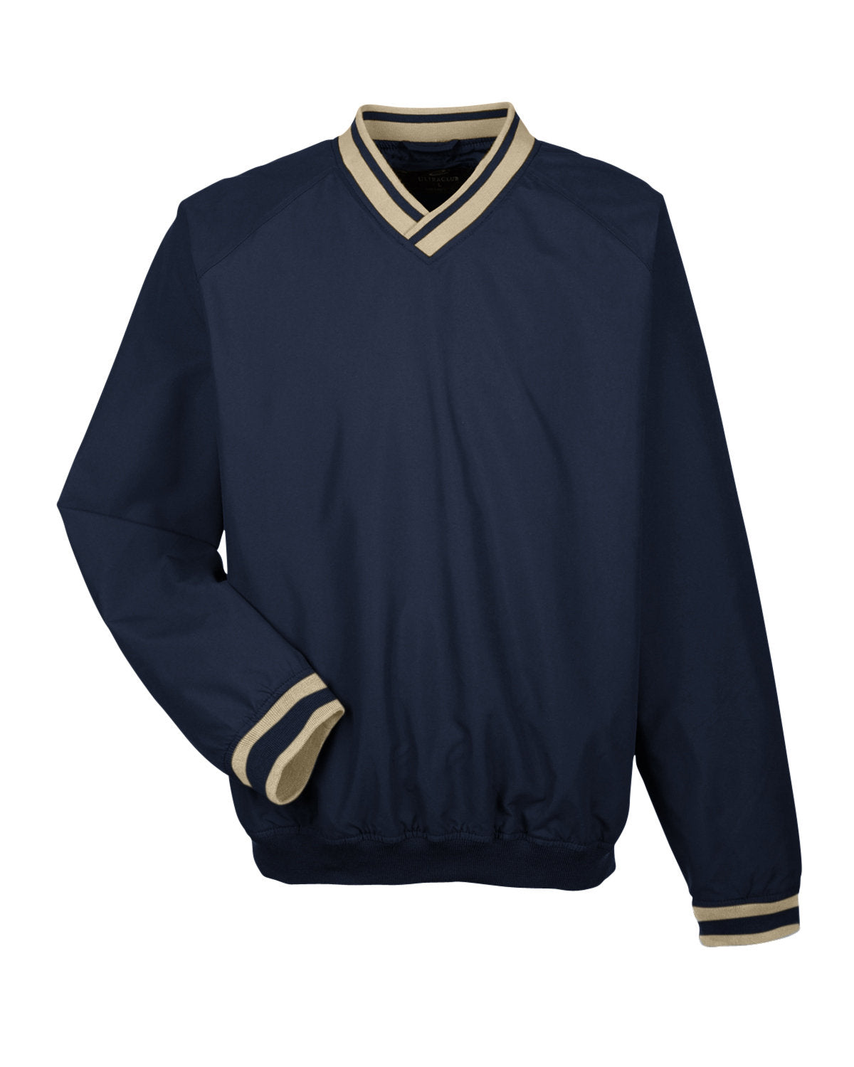 UltraClub Adult Long-Sleeve Microfiber Crossover V-Neck Wind Shirt