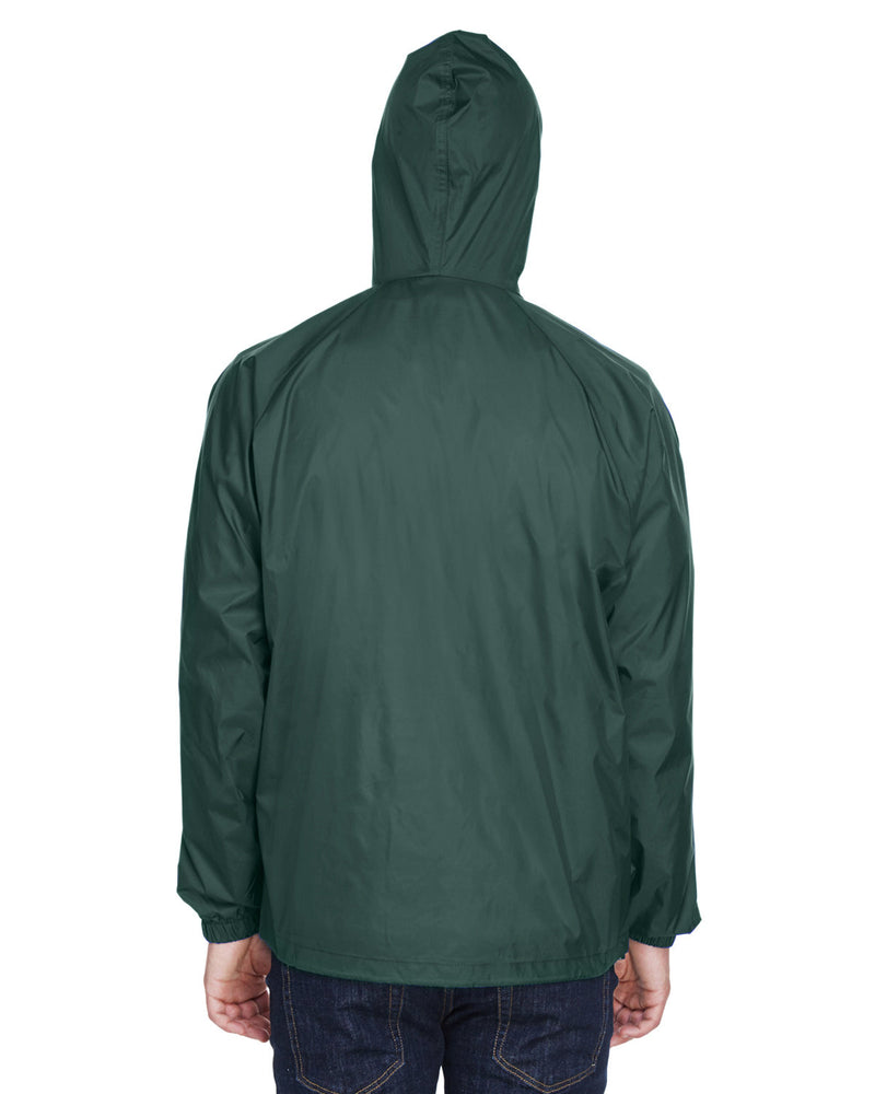 UltraClub Adult Quarter-Zip Hooded Pullover Pack-Away Jacket