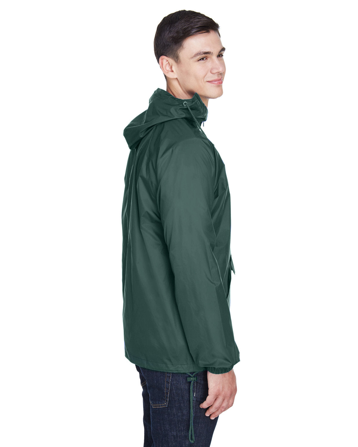 UltraClub Adult Quarter-Zip Hooded Pullover Pack-Away Jacket UltraClub
