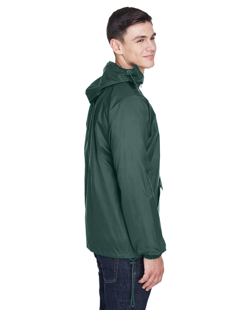 UltraClub Adult Quarter-Zip Hooded Pullover Pack-Away Jacket