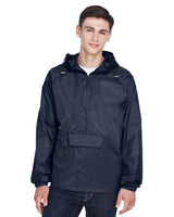 UltraClub Adult Quarter-Zip Hooded Pullover Pack-Away Jacket UltraClub