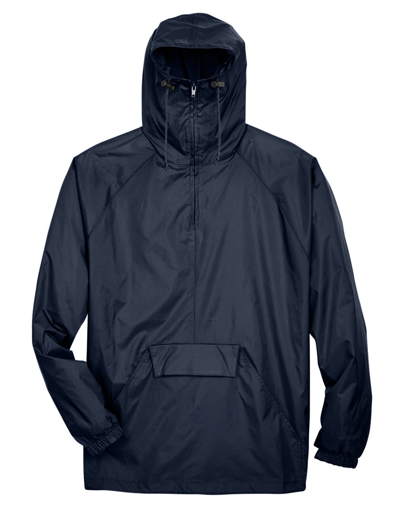 UltraClub Adult Quarter-Zip Hooded Pullover Pack-Away Jacket