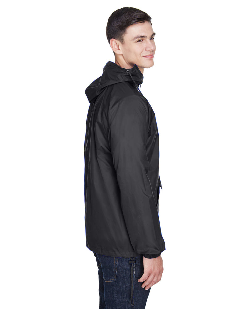 UltraClub Adult Quarter-Zip Hooded Pullover Pack-Away Jacket