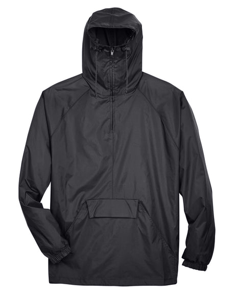 UltraClub Adult Quarter-Zip Hooded Pullover Pack-Away Jacket UltraClub
