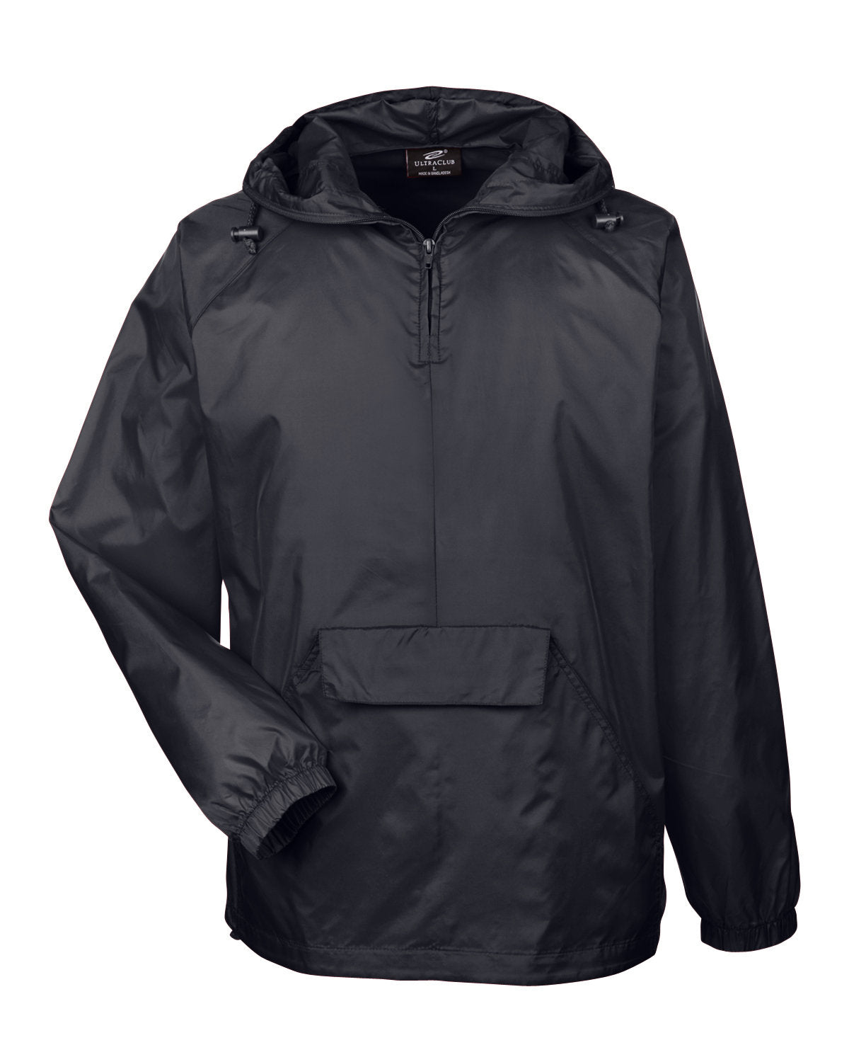 UltraClub Adult Quarter-Zip Hooded Pullover Pack-Away Jacket UltraClub
