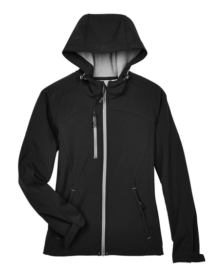 North End Ladies' Prospect Two-Layer Fleece Bonded Soft Shell Hooded Jacket North End