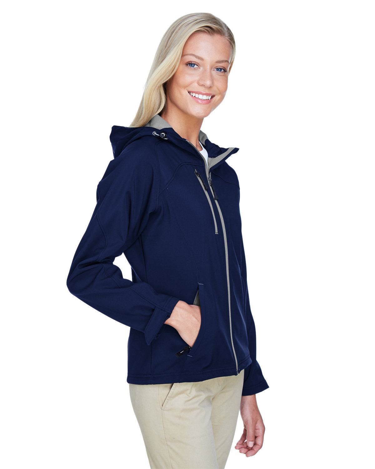 North End Ladies' Prospect Two-Layer Fleece Bonded Soft Shell Hooded Jacket North End