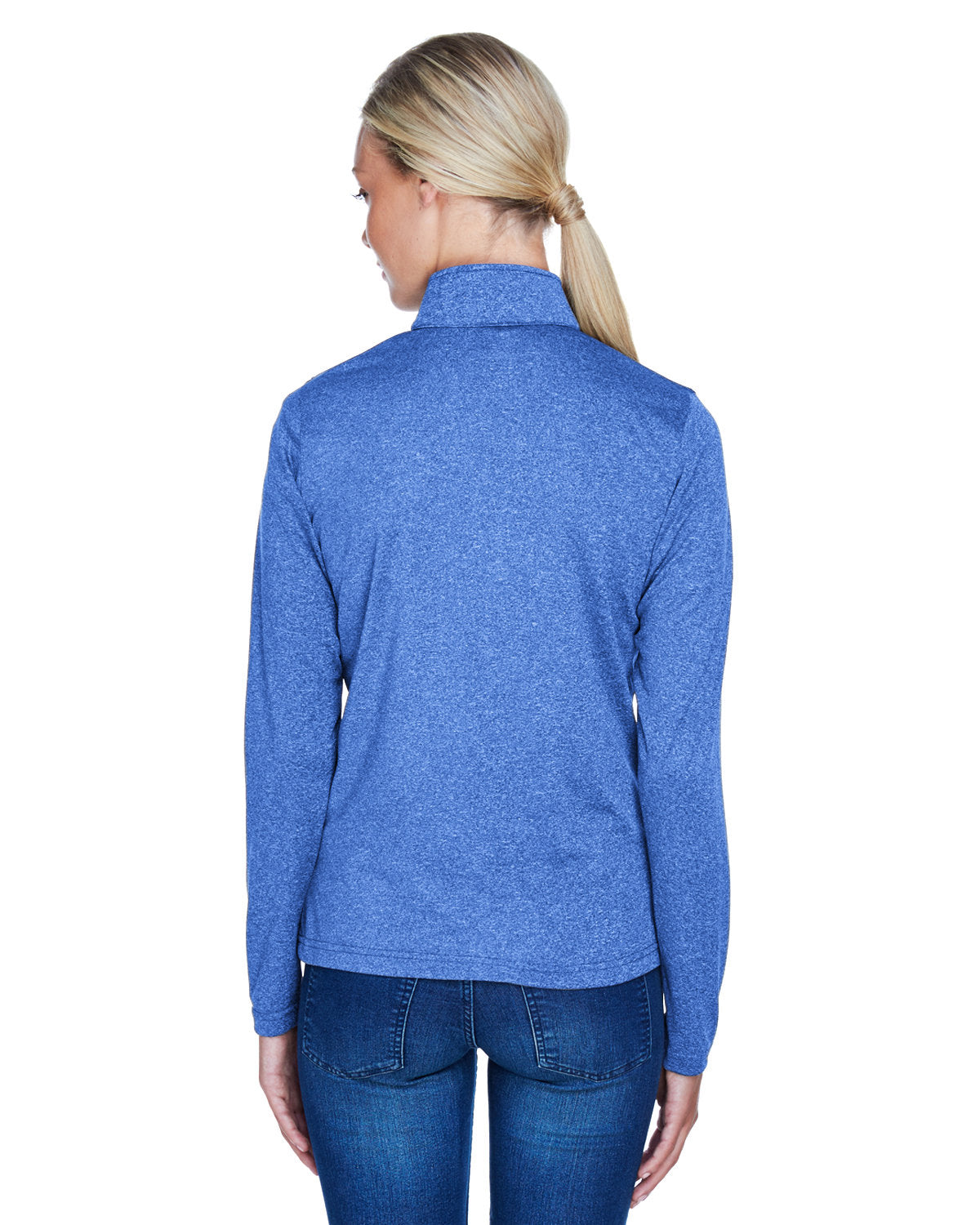 UltraClub Ladies' Cool & Dry Heathered Performance Quarter-Zip UltraClub