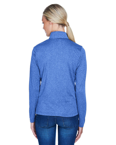 UltraClub Ladies' Cool & Dry Heathered Performance Quarter-Zip UltraClub