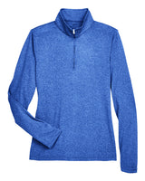 UltraClub Ladies' Cool & Dry Heathered Performance Quarter-Zip UltraClub