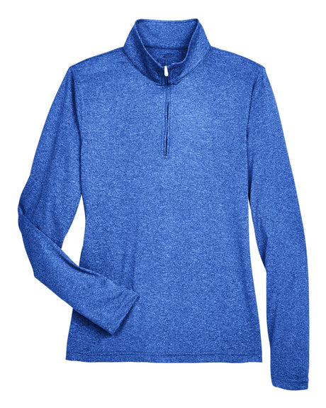 UltraClub Ladies' Cool & Dry Heathered Performance Quarter-Zip UltraClub