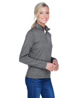 UltraClub Ladies' Cool & Dry Heathered Performance Quarter-Zip UltraClub