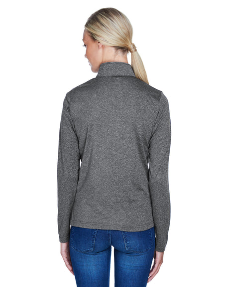 UltraClub Ladies' Cool & Dry Heathered Performance Quarter-Zip UltraClub