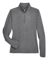 UltraClub Ladies' Cool & Dry Heathered Performance Quarter-Zip UltraClub
