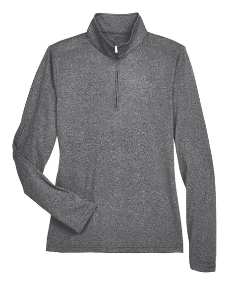 UltraClub Ladies' Cool & Dry Heathered Performance Quarter-Zip UltraClub