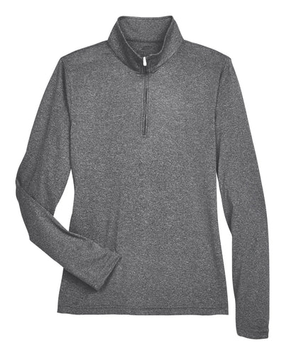 UltraClub Ladies' Cool & Dry Heathered Performance Quarter-Zip