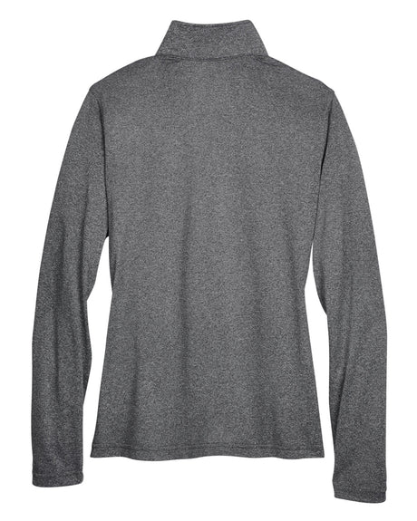 UltraClub Ladies' Cool & Dry Heathered Performance Quarter-Zip UltraClub