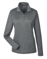 UltraClub Ladies' Cool & Dry Heathered Performance Quarter-Zip UltraClub