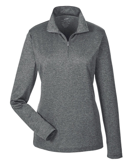 UltraClub Ladies' Cool & Dry Heathered Performance Quarter-Zip UltraClub