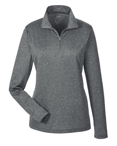 UltraClub Ladies' Cool & Dry Heathered Performance Quarter-Zip