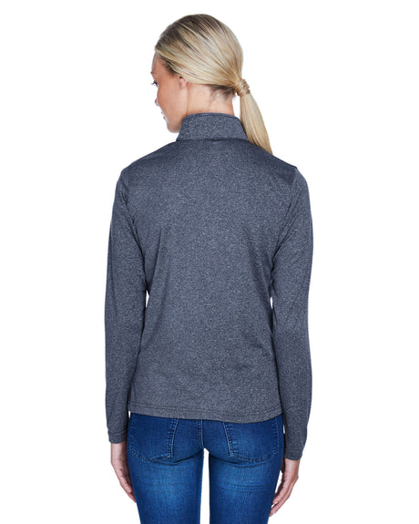 UltraClub Ladies' Cool & Dry Heathered Performance Quarter-Zip UltraClub