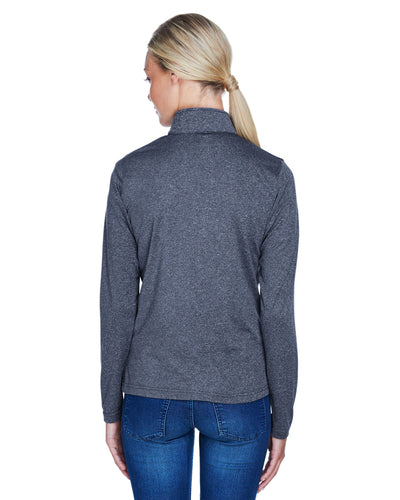 UltraClub Ladies' Cool & Dry Heathered Performance Quarter-Zip