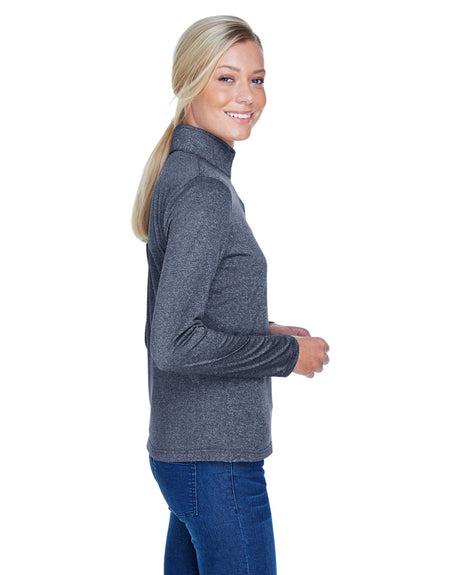 UltraClub Ladies' Cool & Dry Heathered Performance Quarter-Zip UltraClub