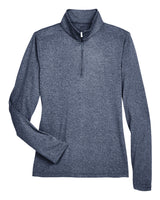 UltraClub Ladies' Cool & Dry Heathered Performance Quarter-Zip UltraClub