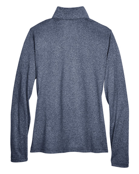 UltraClub Ladies' Cool & Dry Heathered Performance Quarter-Zip UltraClub